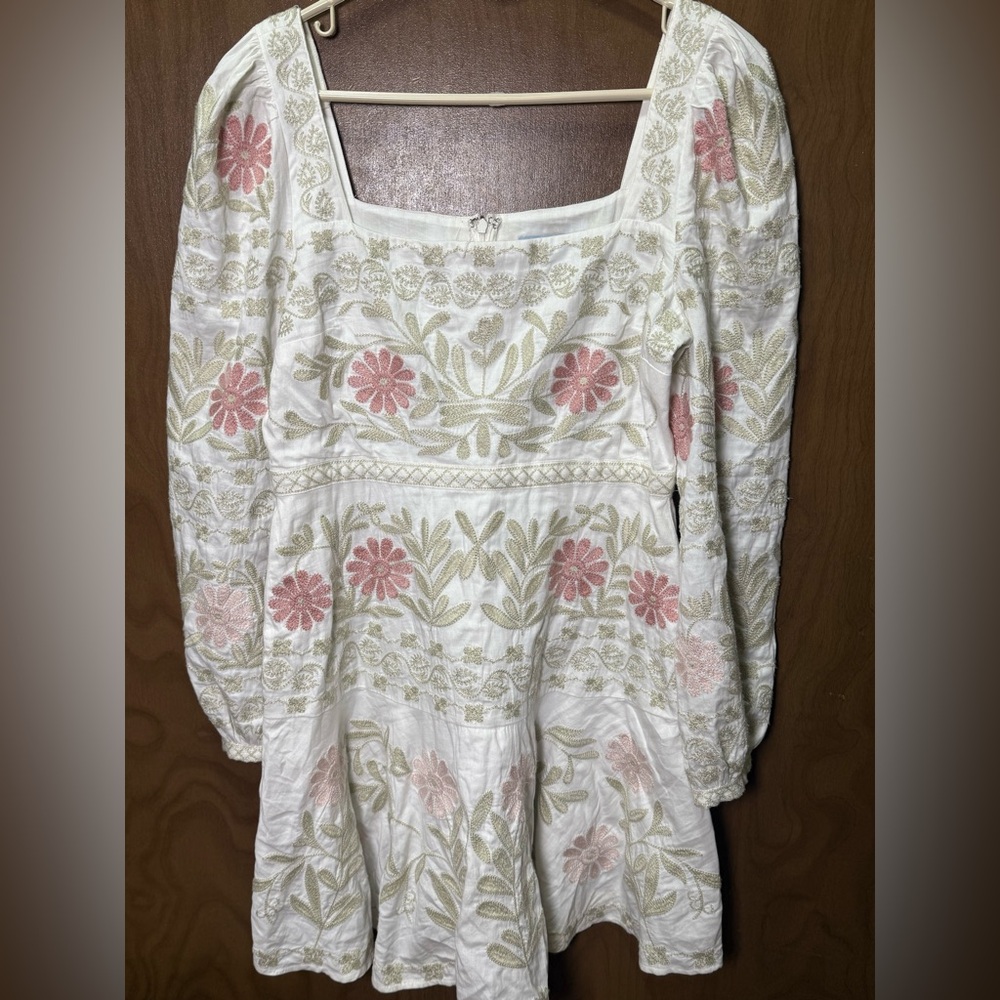 ANTONIO MELANI Judy Floral‎ Embroidered Square Neck A-Line Dress Size 8